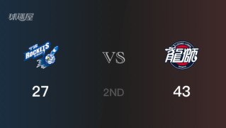 半场战罢，广州以43-27领先宁波，管子煜18分3篮板3助攻